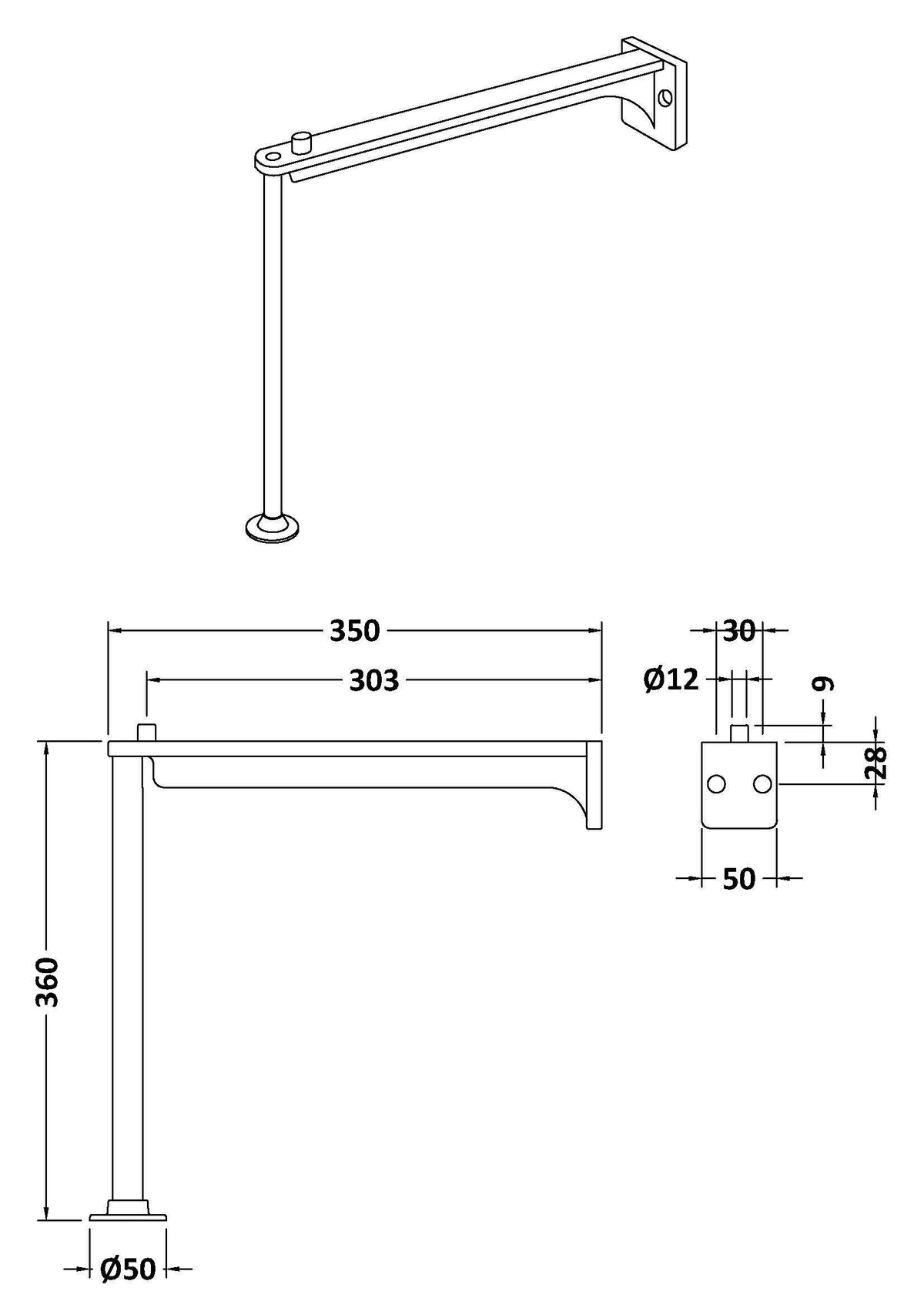 Nuie Cleaner Sink Leg Set And Wall Bracket (Pair) – Brushed Steel, photo 2