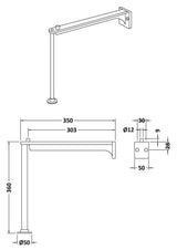 Nuie Cleaner Sink Leg Set And Wall Bracket (Pair) – Brushed Steel, photo 2