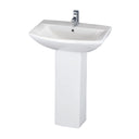 Nuie Asselby 600mm 1 Tap Hole Ceramic Basin & Pedestal – White, photo 2