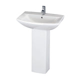 Nuie Asselby 600mm 1 Tap Hole Ceramic Basin & Pedestal – White, photo 2