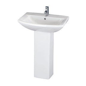 Nuie Asselby 600mm 1 Tap Hole Ceramic Basin & Pedestal – White, photo 2