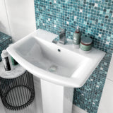 Nuie Asselby 600mm 1 Tap Hole Ceramic Basin & Pedestal – White, photo 4