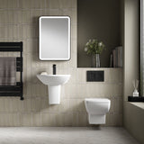 Nuie Asselby 500mm 1 Tap Hole Ceramic Basin & Semi Pedestal – White