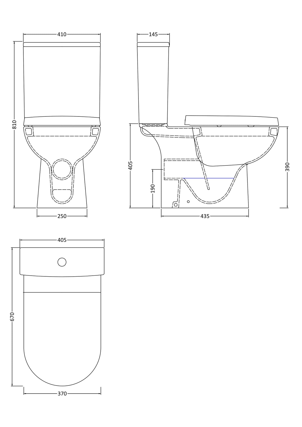 Nuie Asselby 410mm Contemporary Close Coupled Toilet – White, photo 3