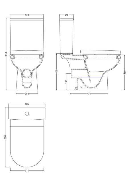 Nuie Asselby 410mm Contemporary Close Coupled Toilet – White, photo 3