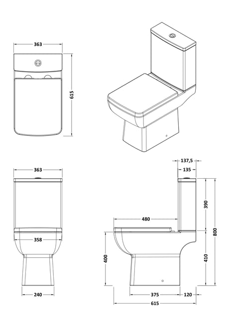 Nuie Cleo Compact Rimless Toilet – White, photo 2
