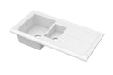 Nuie 1010 x 525mm Fireclay 1.5 Bowl Rectangular Countertop Drainer Sink – White, photo 2