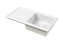 Nuie 1010 x 525mm Fireclay Single Bowl Rectangular Countertop Drainer Sink – White, photo 2