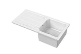 Nuie 865 x 435mm Fireclay Single Bowl Compact Countertop Drainer Sink – White, photo 2