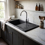Nuie 1010 x 525mm Fireclay Single Bowl Rectangular Countertop Drainer Sink – Soft Black
