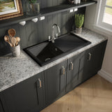 Nuie 1010 x 525mm Fireclay Single Bowl Rectangular Countertop Drainer Sink – Soft Black