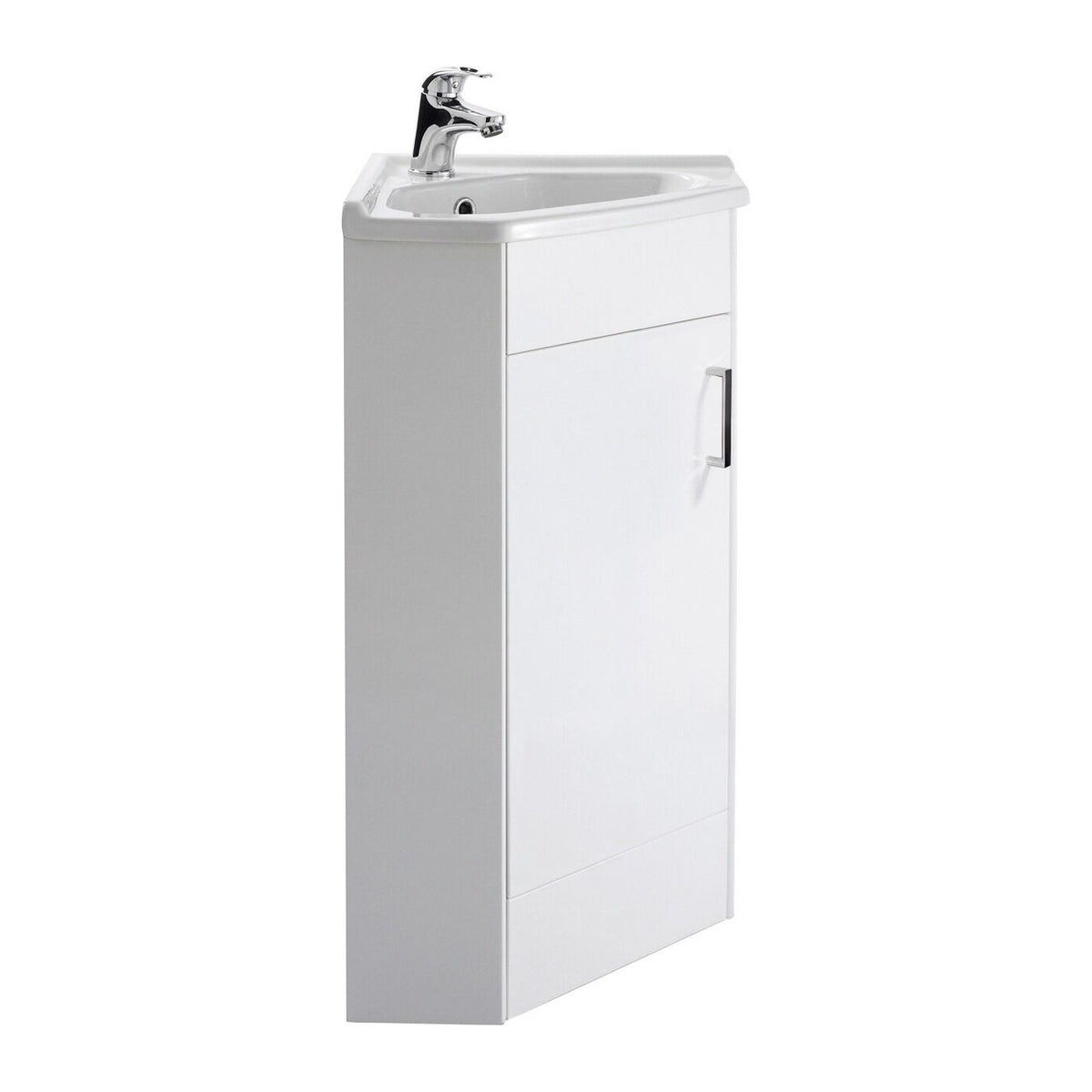 Nuie Mayford 555mm 1 Door Floor Standing Corner Vanity Unit With Basin – Gloss White, photo 2