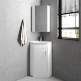 Nuie Mayford 555mm 1 Door Floor Standing Corner Vanity Unit With Basin – Gloss White