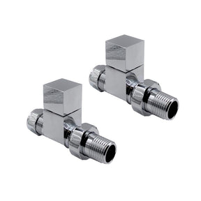 Kartell K-VIT Cube Straight Radiator Valve (Pair) in Chrome