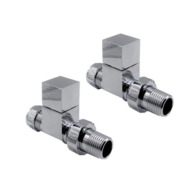 Kartell K-VIT Cube Straight Radiator Valve (Pair) in Chrome