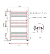 Kartell K-VIT K-Rail 22mm Curved Chrome Towel Rail 500 x 800mm (CTR508C)