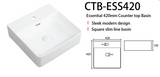 Kartell K-VIT Essential 420mm Counter Top Basin- White Gloss (CTB-ESS420)