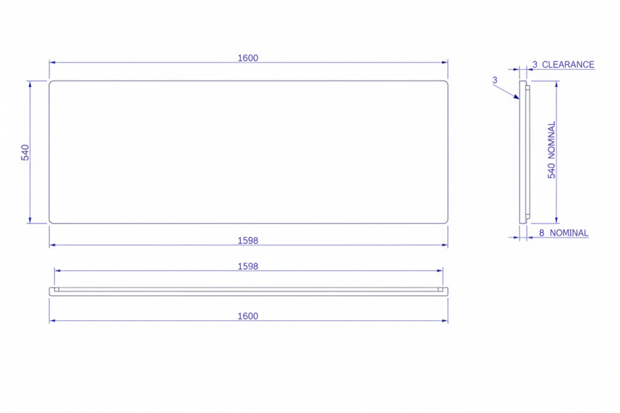 Carron 1600x540mm Front Bath Panel - White Gloss (02281)