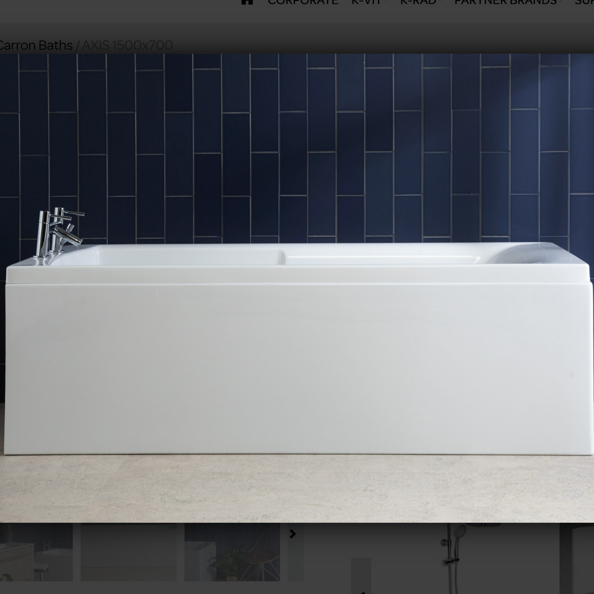 Carron Axis 1600x700mm Single Ended Bath- White Gloss (02033)