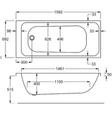 Carron Profile 1600x700mm Single Ended Bath - White Gloss (02420)