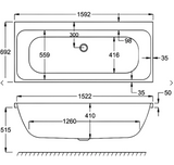 Carron Profile 1600x700mm Double Ended Bath - White Gloss (02199)