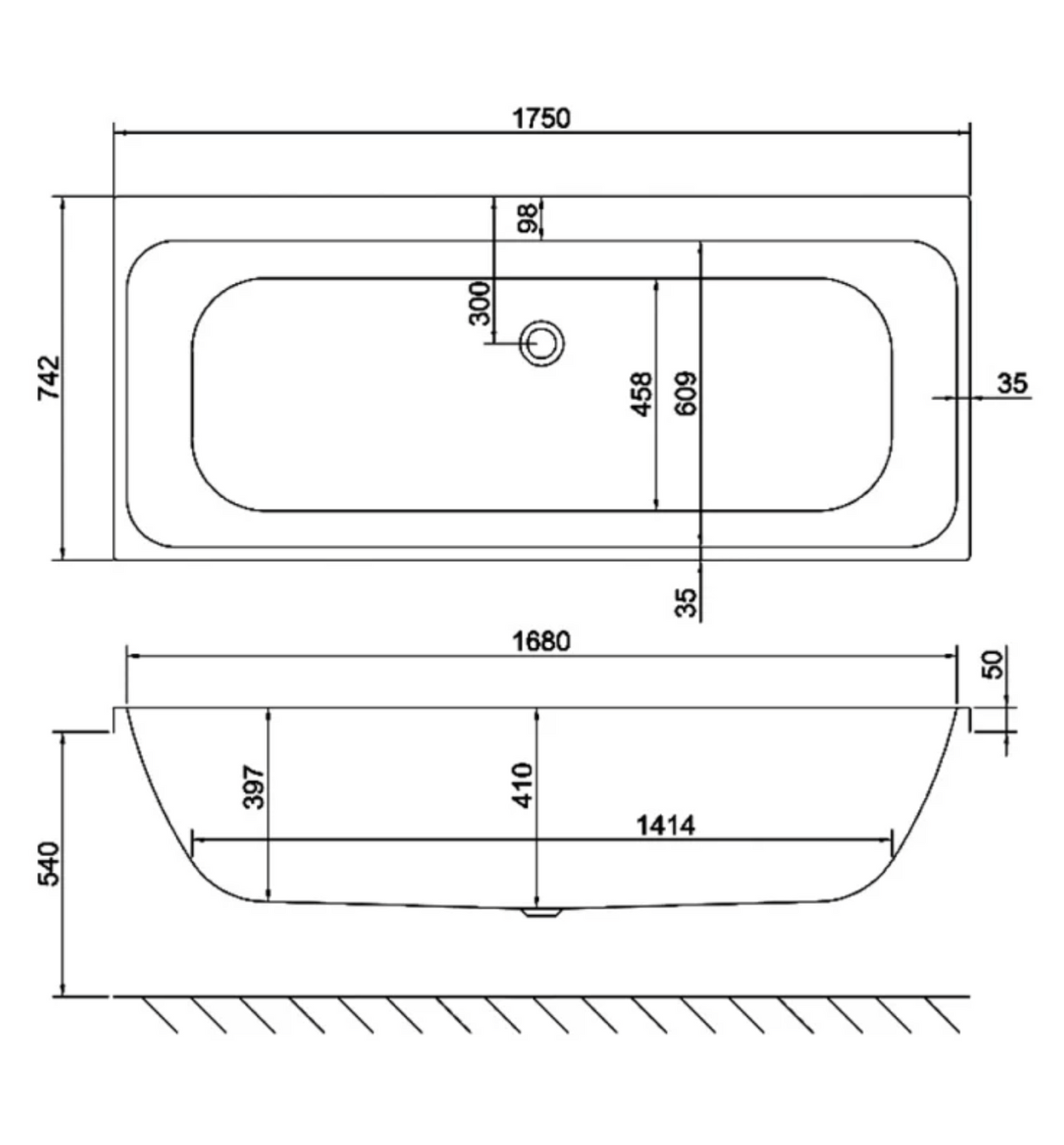 Carron Profile 1750x750mm Double Ended Bath - White Gloss (02593)