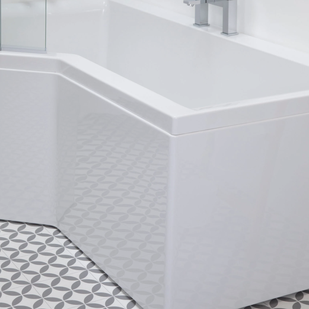 Carron Urban Edge L- Shaped Shower Bath 1575mm Left Hand - White Gloss (02427)