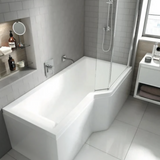 Carron Urban Edge L- Shaped Shower Bath 1575mm Right Hand - White Gloss (02429)