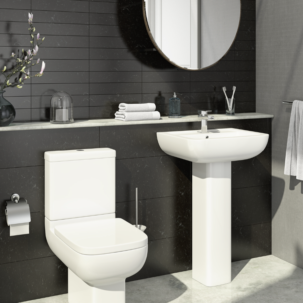 Kartell K-VIT Options 550 Rimless Short Projection WC Pan and Soft Close Seat- White Gloss (POT078OPR-POT079OPR))