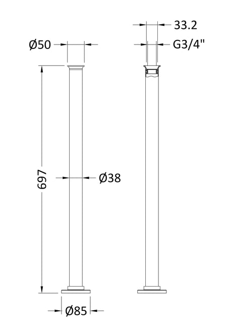 Nuie Standpipes – Chrome, photo 2