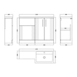 Nuie Deco 1100mm Floor Standing Combination Vanity & WC Unit With L-Shaped Basin, photo 12