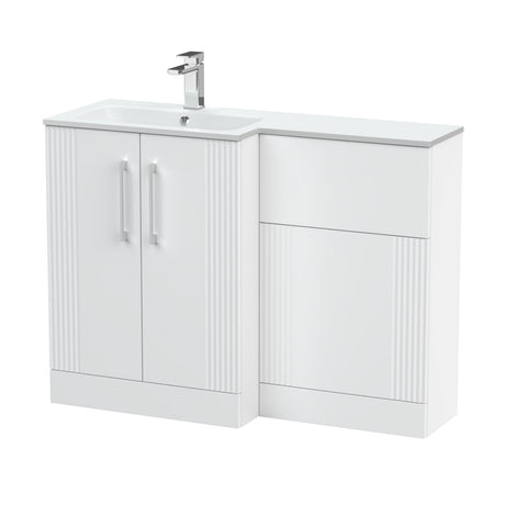 Nuie Deco 1100mm 2 Door Floor Standing Combination Vanity & WC Unit With L-Shaped Basin, photo 2