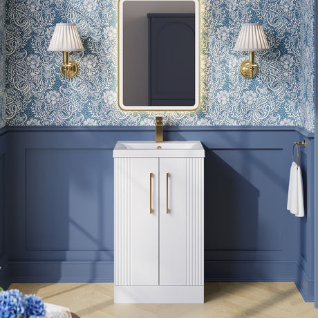 Nuie Deco 2 Door Floor Standing Vanity Unit With Basin – 500mm & 600mm
