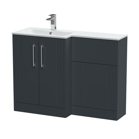 Nuie Deco 1100mm 2 Door Floor Standing Combination Vanity & WC Unit With L-Shaped Basin, photo 3