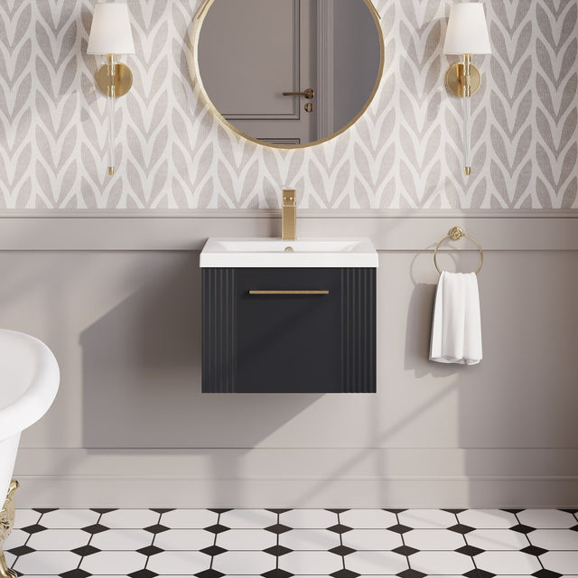 Nuie Deco 1 Drawer Wall Hung Vanity Unit With Basin – 500mm, 600mm & 800mm