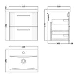 Nuie Deco 2 Drawer Wall Hung Vanity Unit With Basin – 500mm, 600mm & 800mm, photo 10
