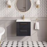 Nuie Deco 2 Drawer Wall Hung Vanity Unit With Basin – 500mm, 600mm & 800mm
