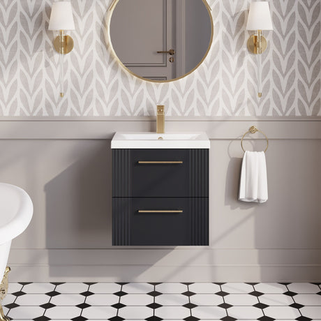 Nuie Deco 2 Drawer Wall Hung Vanity Unit With Basin – 500mm, 600mm & 800mm