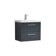Nuie Deco 2 Drawer Wall Hung Vanity Unit With Basin – 500mm, 600mm & 800mm, photo 2