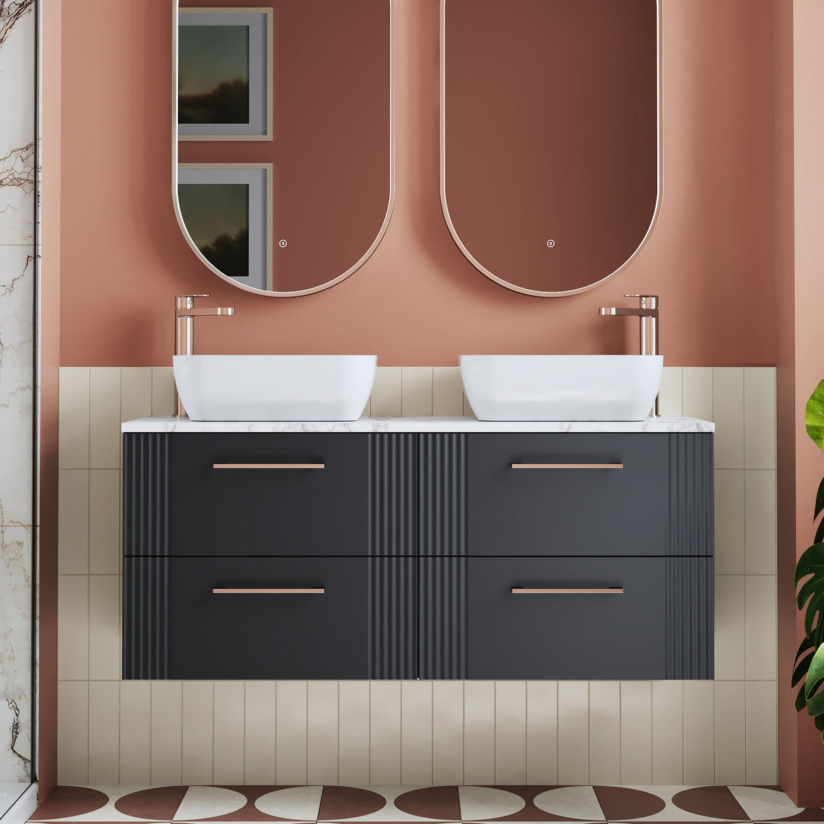 Nuie Deco 1200mm 4 Drawer Wall Hung Vanity Unit With Worktop