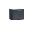 Nuie Deco 2 Drawer Wall Hung Vanity Unit With Worktop – 600mm, 800mm & 1200mm, photo 2