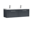 Nuie Deco 1200mm 2 Drawer Wall Hung Twin Vanity Unit With Basin, photo 2