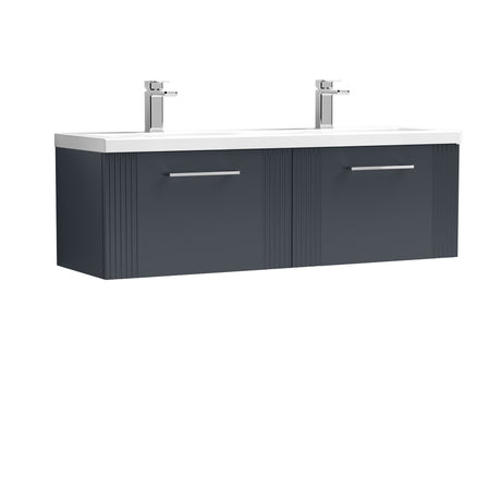 Nuie Deco 1200mm 2 Drawer Wall Hung Twin Vanity Unit With Basin, photo 2