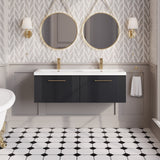 Nuie Deco 1200mm 2 Drawer Wall Hung Twin Vanity Unit With Basin