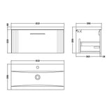 Nuie Deco 1 Drawer Wall Hung Vanity Unit With Basin – 500mm, 600mm & 800mm, photo 12