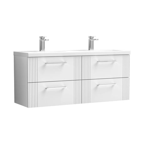 Nuie Deco 1200mm 4 Drawer Wall Hung Twin Vanity Unit With Basin, photo 3