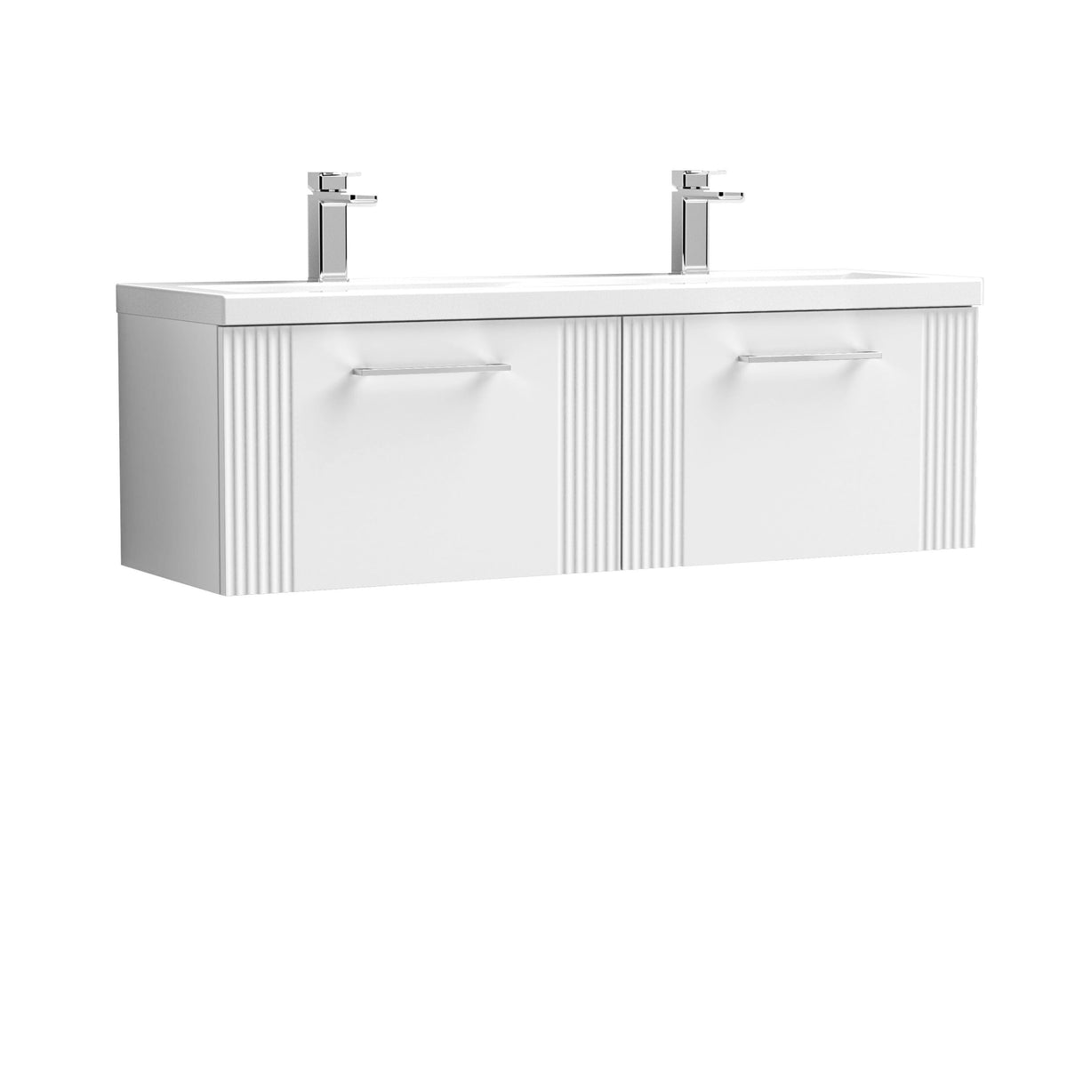 Nuie Deco 1200mm 2 Drawer Wall Hung Twin Vanity Unit With Basin, photo 3