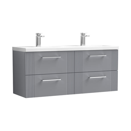 Nuie Deco 1200mm 4 Drawer Wall Hung Twin Vanity Unit With Basin, photo 4