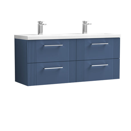Nuie Deco 1200mm 4 Drawer Wall Hung Twin Vanity Unit With Basin, photo 5