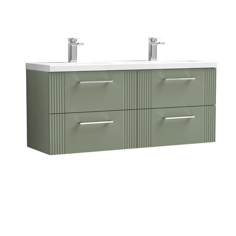 Nuie Deco 1200mm 4 Drawer Wall Hung Twin Vanity Unit With Basin, photo 6